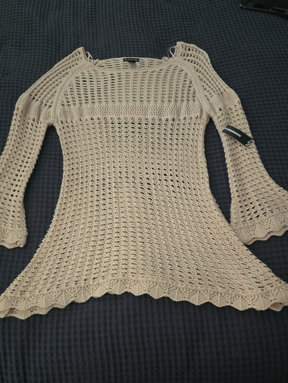 Beige Open-Knit Women’s Sweater Top
